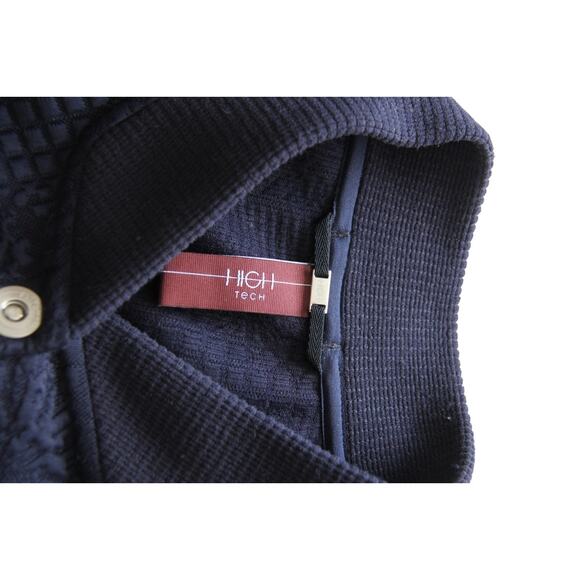 High Everyday Couture Crop Bomber Jacket Navy Lace Textured Knit US 8 IT44 - Picture 8 of 9